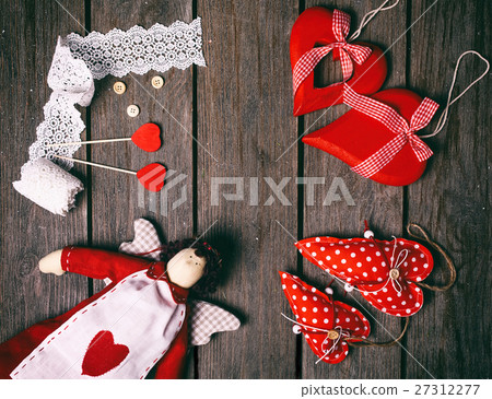 Angel a soft toy with heart, lace ribbon, buttons 27312277