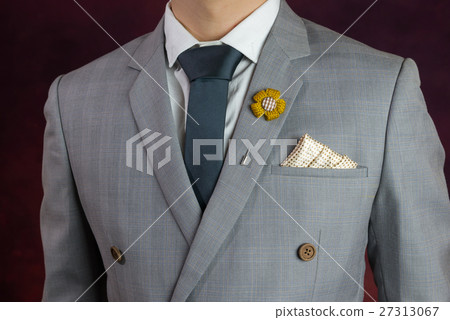 suit plaid texture necktie brooch handkerchief suit plaid texture necktie brooch handkerchief 27313067