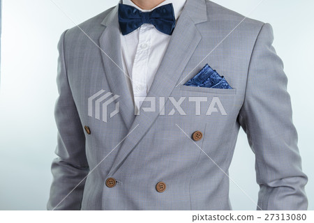 grey suit plaid texture, bowtie, pocket square grey suit plaid texture, bowtie, pocket square 27313080