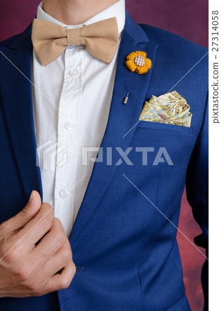 man in blue suit bowtie, pocket square man in blue suit bowtie, pocket square 27314058