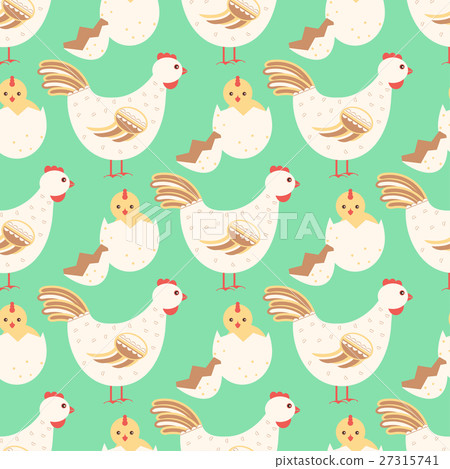 hen and baby chicken seamless pattern 27315741