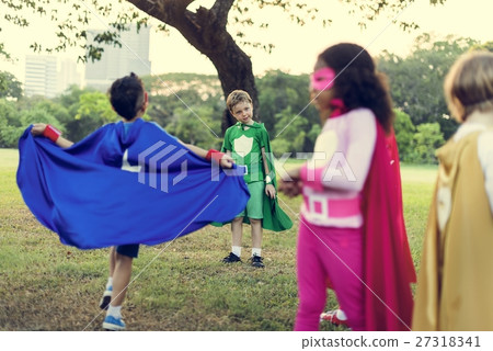 Superheroes Cheerful Kids Expressing Positivity Concept Superheroes Cheerful Kids Expressing Positivity Concept 27318341