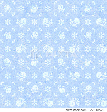 玫瑰圖案背景 - 連續圖案 - 藍色1反向 27318520