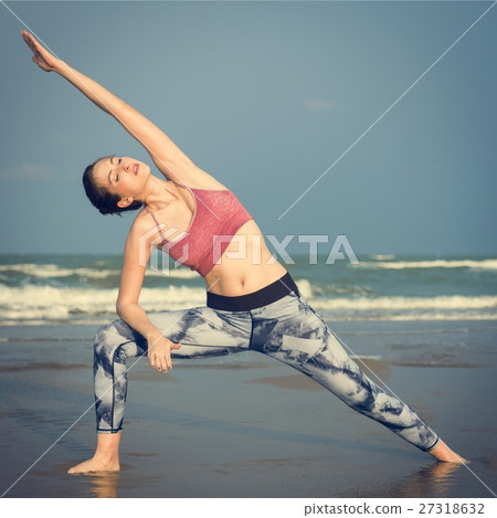Yoga Exercise Stretching Meditation Concentration Summer Concept Yoga Exercise Stretching Meditation Concentration Summer Concept 27318632