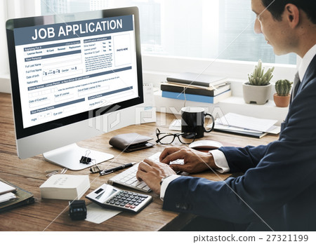 Job Application Hiring Document Form Concept Job Application Hiring Document Form Concept 27321199