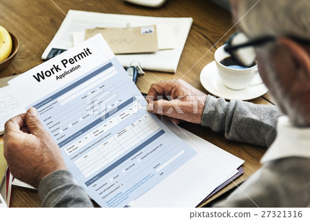 Work Permit Application Job Employment Concept Work Permit Application Job Employment Concept 27321316