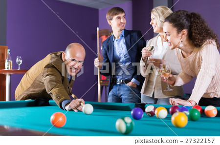 Happy middle class people having pool game 27322157