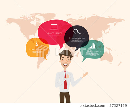 Businessman with speech bubble infographic Businessman with speech bubble infographic 27327159