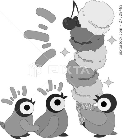Cute baby penguin and big ice cream Cute baby penguin and big ice cream 27328465
