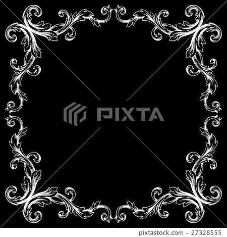 Vintage baroque frame engraving scroll ornament 27328555