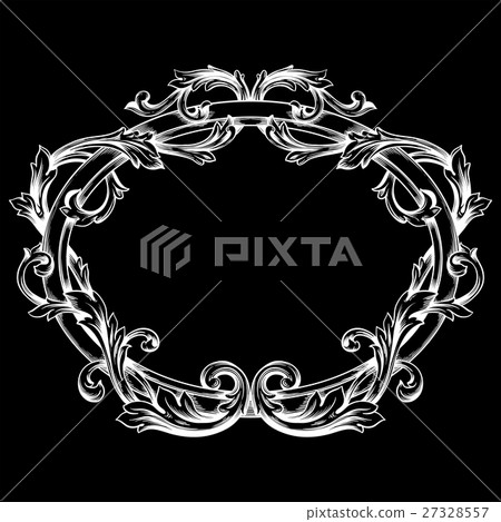 Vintage baroque frame engraving scroll ornament 27328557