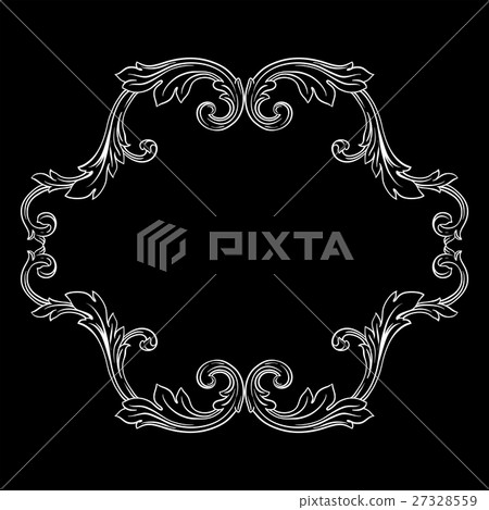 Vintage baroque frame engraving scroll ornament 27328559