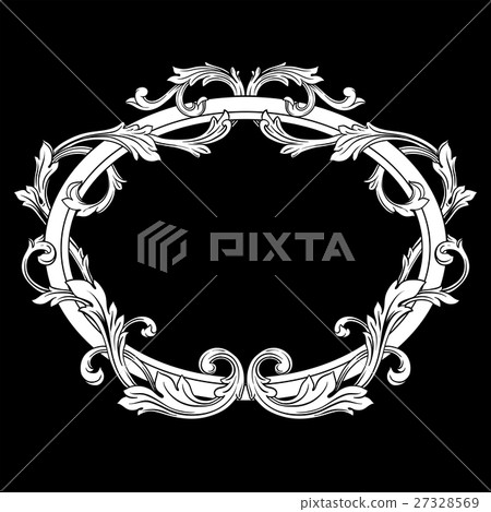 Vintage baroque frame engraving scroll ornament 27328569