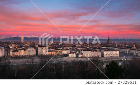 Torino (Turin, Italy): expansive cityscape at dusk 27329611