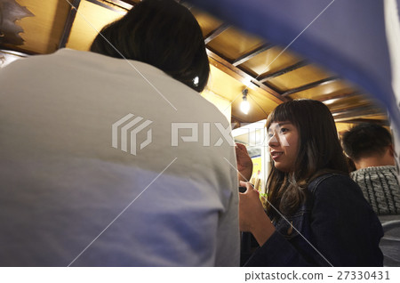 Naka-zushi stall Women enjoying sake Naka-zushi stall Women enjoying sake 27330431