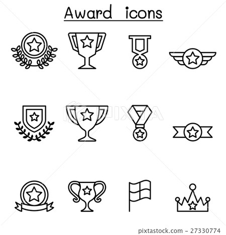 Award & Winning icon set in thin line style 27330774