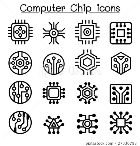 Computer Chips and Electronic Circuit icons 27330788