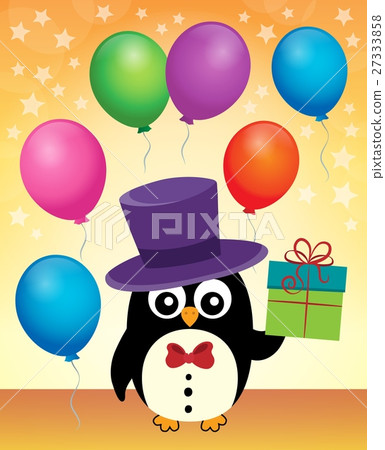 Party penguin with hat and gift Party penguin with hat and gift 27333858