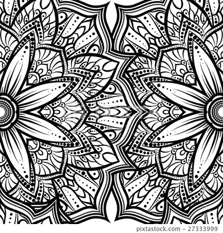 Vector seamless pattern mandala flower on a white - Stock Illustration ...