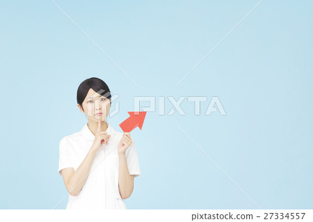 Nurse thinks arrow pointing Nurse thinks arrow pointing 27334557