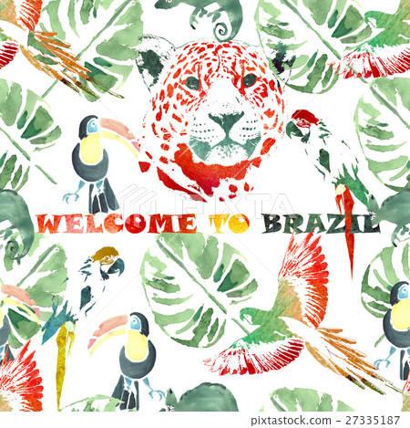 Watercolor seamless pattern.Tropical background. 27335187