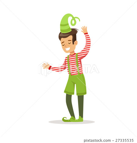 Boy In Stripy Top Dressed As Santa Claus Christmas 27335535