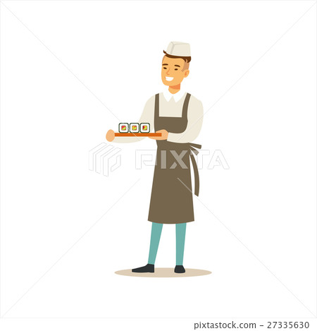 Man Professional Cooking Sushi Chef Working In 27335630