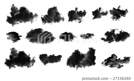set of black clouds or smoke isolated on white set of black clouds or smoke isolated on white 27336260