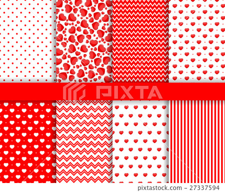 Set of Valentines Day seamless pattern background 27337594