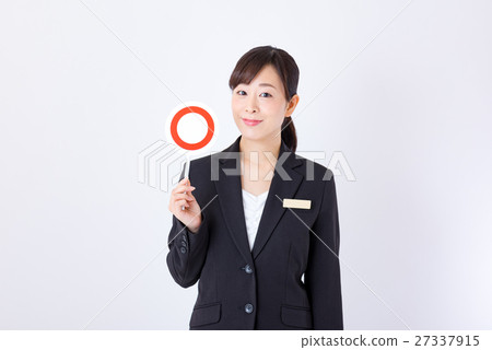 Female, concierge with round plate Female, concierge with round plate 27337915