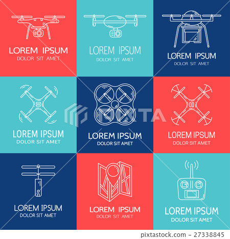 Modern thin line set with drones. Collection of 27338845