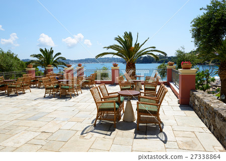 Sea view terrace of luxury hotel, Corfu, Greece Sea view terrace of luxury hotel, Corfu, Greece 27338864