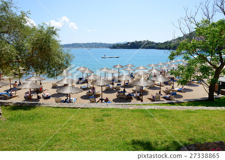 The view on beach at luxury hotel, Corfu, Greece The view on beach at luxury hotel, Corfu, Greece 27338865
