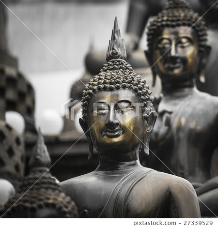 Row of Buddha statues at Ganagarama temple,Colombo 27339529
