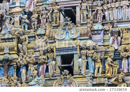 Closeup details on the tower of a Hindu Temple Closeup details on the tower of a Hindu Temple 27339659