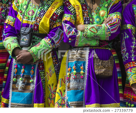 Peruvian dancers at the parade in Cusco. People in Peruvian dancers at the parade in Cusco. People in 27339779