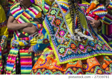 Peruvian dancers at the parade in Cusco. People in Peruvian dancers at the parade in Cusco. People in 27339781