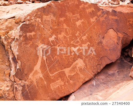 Bushman engravings in the granite rock 27340400