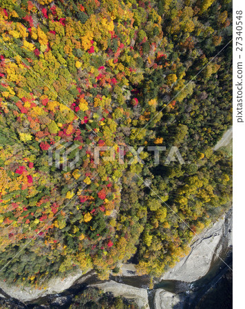 Eniwa Valley in the fall (Aerial photographing overhead view) 27340548