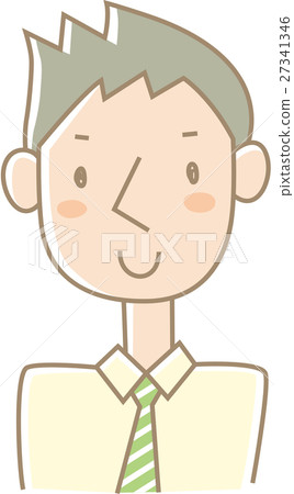 A young man tied a necktie (green stripe) A young man tied a necktie (green stripe) 27341346