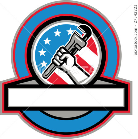 Plumber Hand Pipe Wrench USA Flag Circle Plumber Hand Pipe Wrench USA Flag Circle 27342223