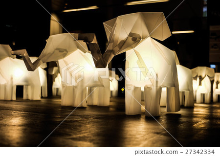 Paper elephants with led light 27342334
