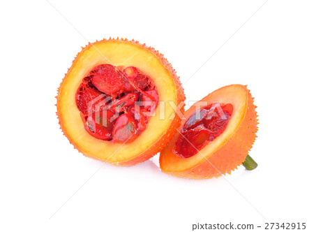 fresh Gac fruit with stem on white background 27342915