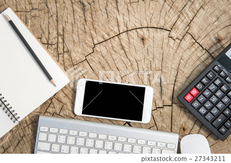 View from above of office supplies 27343211