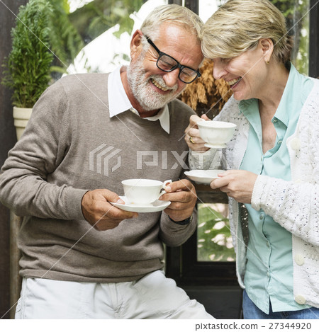 Senior Couple Afternoon Tean Drinking Relax Concept Senior Couple Afternoon Tean Drinking Relax Concept 27344920