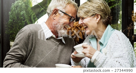 Senior Couple Afternoon Tean Drinking Relax Concept 27344990