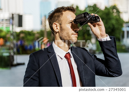 Businessman Binoculars Vision Strategy the Way Forward Concept 27345001