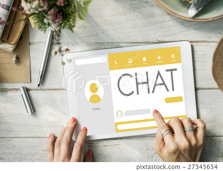 Tablet Chatting Program Online concept Tablet Chatting Program Online concept 27345654