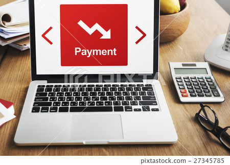 Falling Arrow Financial Icon Word Concept Falling Arrow Financial Icon Word Concept 27345785