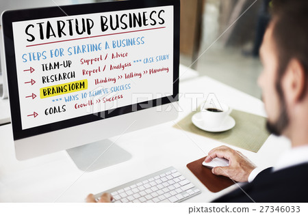 Startup Business Plan Steps Graphic Concept 27346033